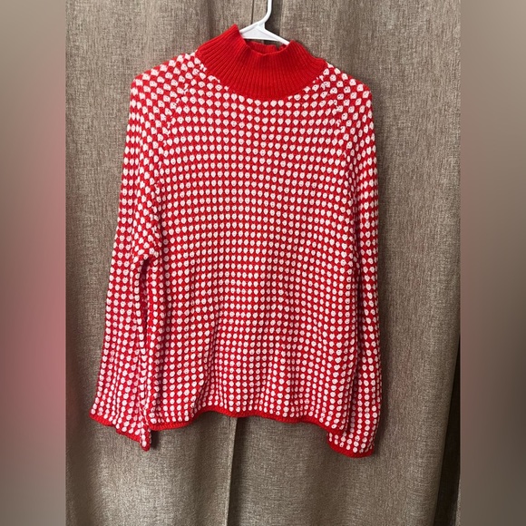 Red and White Polka Dot Women's Sweater - Picture 1 of 3